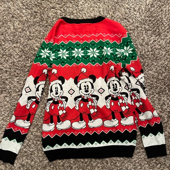 Disney Men's Mickey Mouse Holiday Sweater - Red, Green, Black Small - Picture 2 of 3